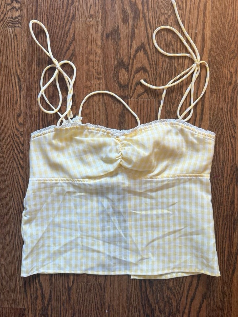 Edikted Yellow Gingham Tie-Strap Camisole